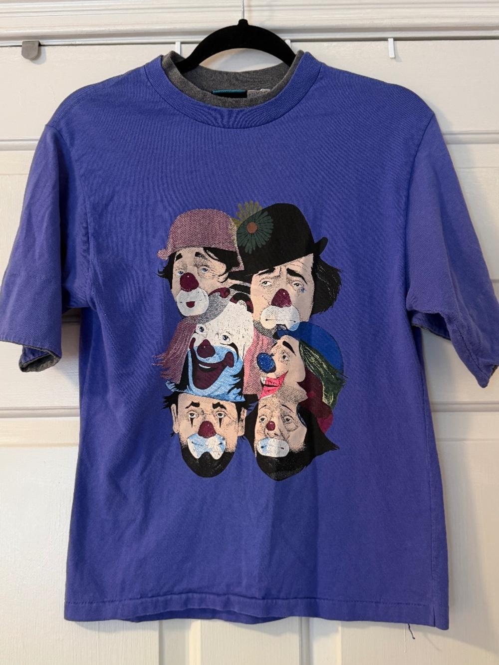 Vintage Clown T-Shirt Unisex Small Gitano Concrete Beach Made in USA Purple Gray